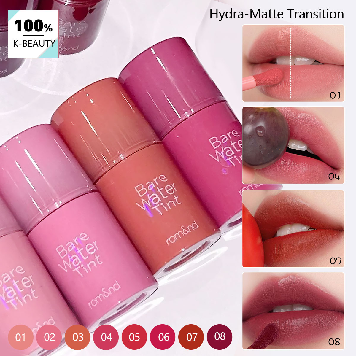 Lip Tint Korean - rom&nd BARE MOOL TINT, Textura Leve